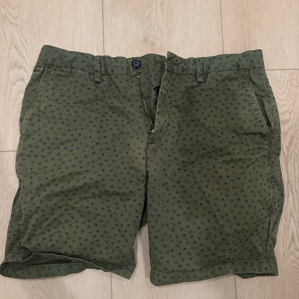 Scotch & Soda Green Flat Front Shorts